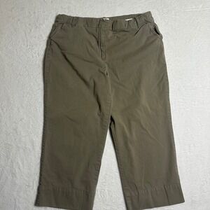 Vtg 90s Talbots Petites Khaki Capri Pants Size 14 Mid Rise Stretch Beige Crop